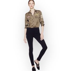 Mother High Waisted Looker Tricks of the Trade Black Faux Suede 26